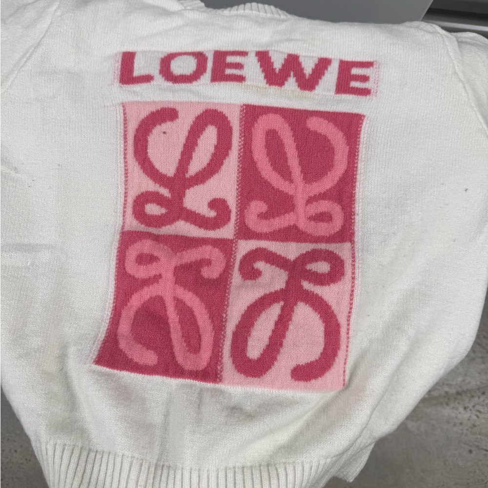 Loewe Women's Sweater in White and Pink